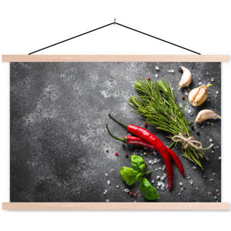POSTER CON CORNICE MAGNETICA Pepe - Erbe - Spezie - Calcestruzzo 60x40 cm