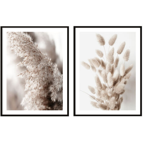 PÓSTER CON MARCO 53x73cm Díptico Conjunto de 2 cuadros Boho Hierbas Secas P2081