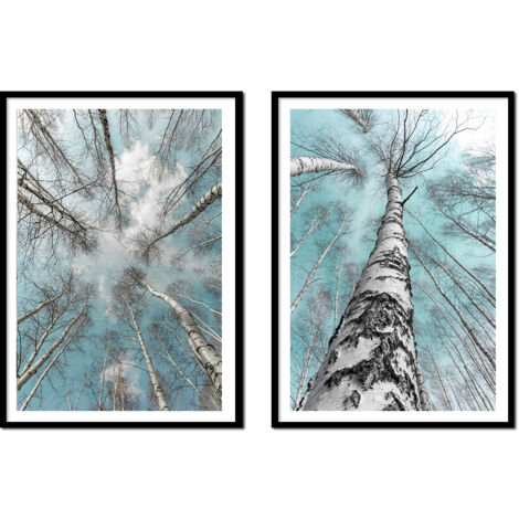 PÓSTER CON MARCO 53x73cm Díptico Conjunto de 2 cuadros Bosque de pinos P2156