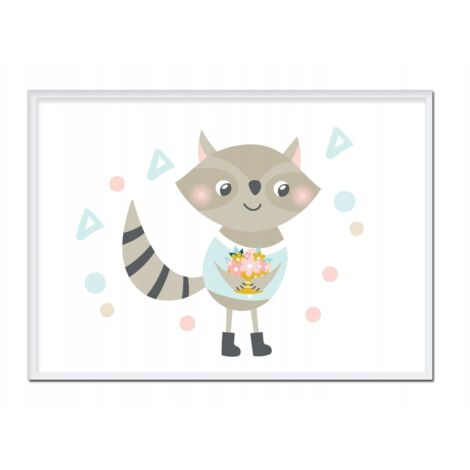 Póster con marco A4 cm Mapache PD207