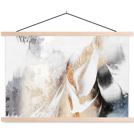 PÓSTER CON MARCO MAGNÉTICO Lujo - Abstracto - Oro - Blanco 120x80