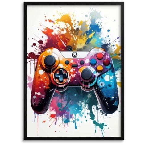 Póster con marco para consola Xbox de juegos para jóvenes (50 x 70 cm)