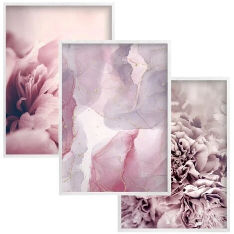 Poster da parete con cornice bianca e fiori glamour per soggiorno, camera da letto, 30x40