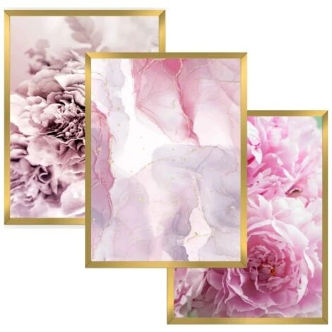 Poster da parete con cornice dorata, set di fiori glamour 30x40