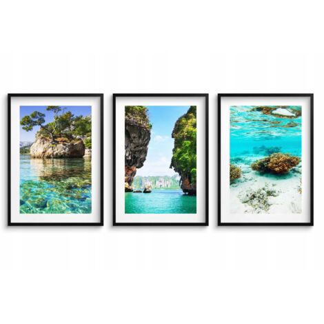 Poster da parete con cornici nere, quadri da parete, decorazione camera da letto, mare