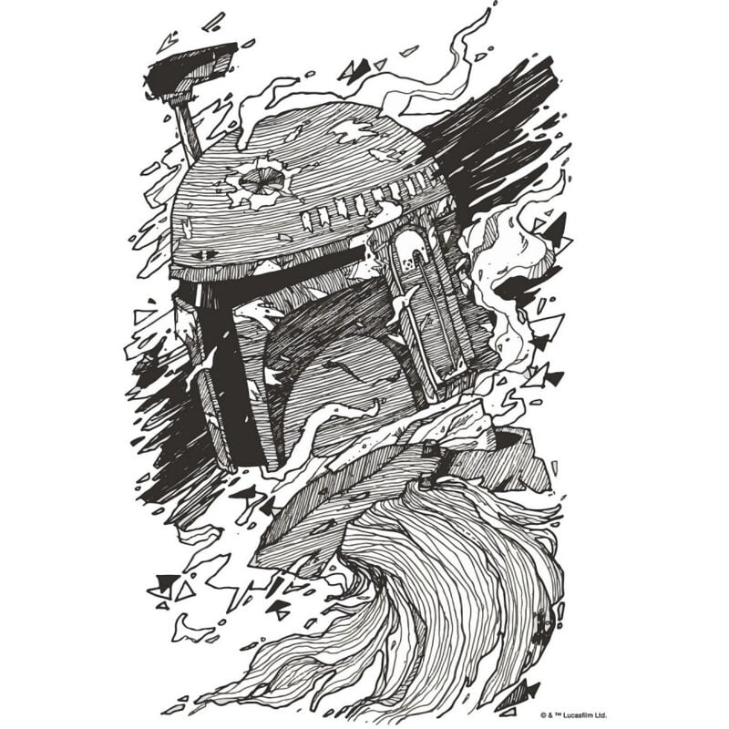 Poster d'Art Star Wars Boba Fett Dessin - 30 x 40 cm