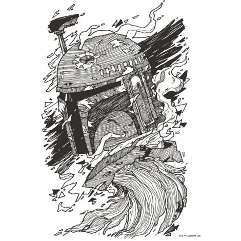 Poster d'Art Star Wars Boba Fett Dessin - 30 x 40 cm - Multicolor