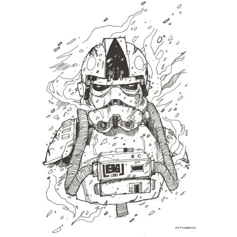 Poster d'Art Star Wars Pilote de Chasseur Dessin - 40 x 50 cm
