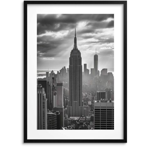 Póster de arte de pared moderno en blanco y negro con marco para oficina y sala de estar.