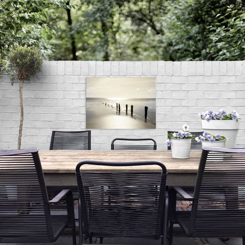 Art For The Home - Tableau de jardin Coucher de soleil 50 x 70cm Beige, gris