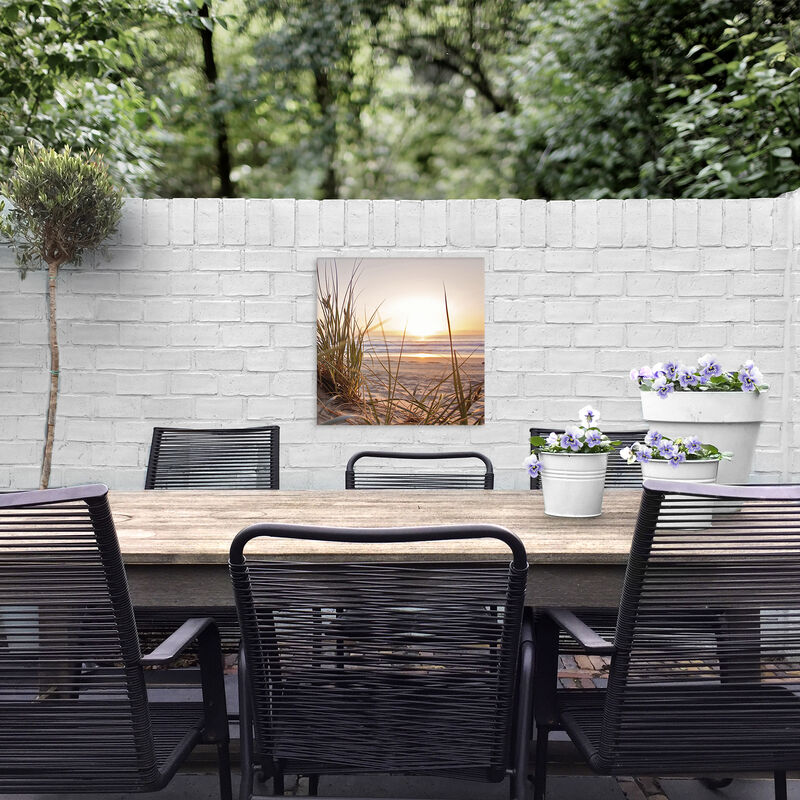 Tableau de jardin Lever de soleil dans les dunes 50 x 50cm Multicolore