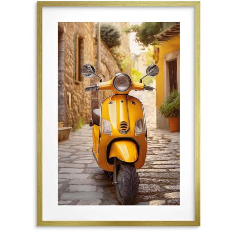 Póster de pared Decoración de pared retro para el salón Scooter amarillo Italia