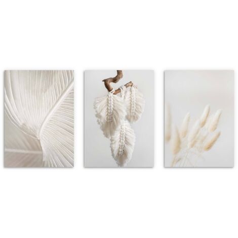 Póster de pared, pósteres boho, pósteres de plumas blancas para el dormitorio 3x30x40cm