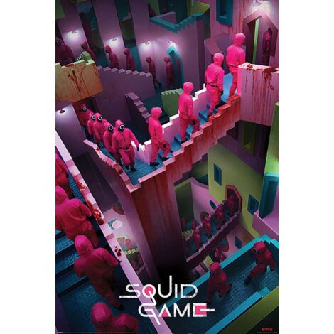Poster des Tintenfischspiels Verrückte Treppe