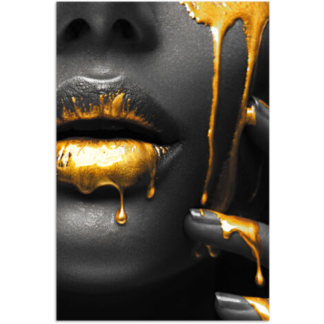 POSTER Donna - Nero - Oro - Viso - Labbra 40x60 cm