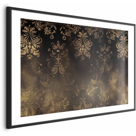 Poster – Dunkle Barockmuster mit goldenen Akzenten