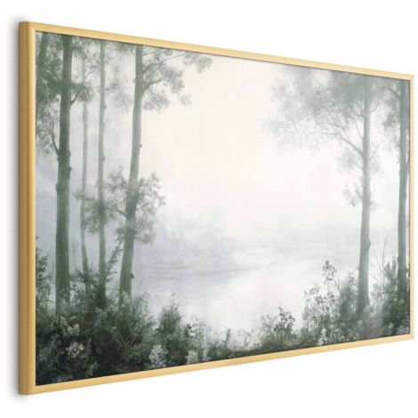 Poster – Ein Wald und ein Teich in patiniertem Grün