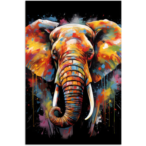 POSTER Elefante - Graffiti - Nero - Animali - Colori 40x60 cm