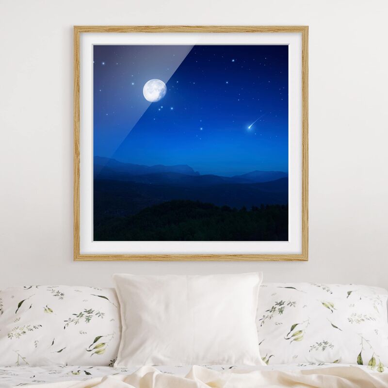 

Póster enmarcado - A Full Moon Wish Dimensión LxA: 20cm x 20cm, Marco: Roble
