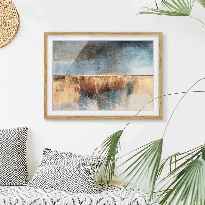 

Póster enmarcado - Estratto Lakeshore In Oro Dimensión LxA: 50cm x 70cm, Marco: Roble