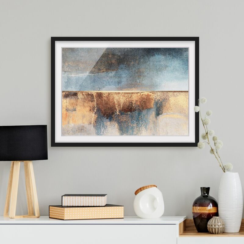

Póster enmarcado - Estratto Lakeshore In Oro Dimensión LxA: 18cm x 24cm, Marco: Negro