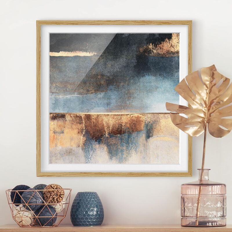 

Póster enmarcado - Estratto Lakeshore In Oro Dimensión LxA: 70cm x 70cm, Marco: Roble
