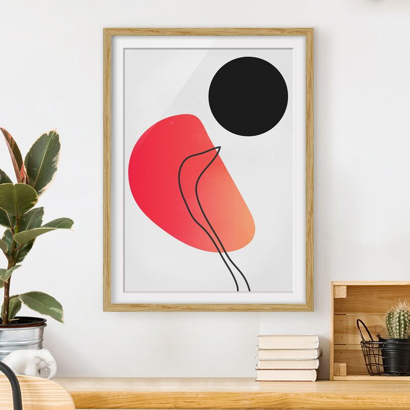 

Póster enmarcado - Forme astratte - Sole nero Dimensión LxA: 100cm x 70cm, Marco: Roble