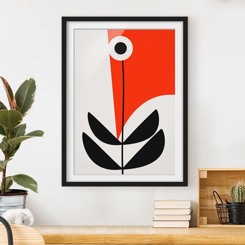 

Póster enmarcado - Forme astratte - fiore in rosso Dimensión LxA: 100cm x 70cm, Marco: Negro