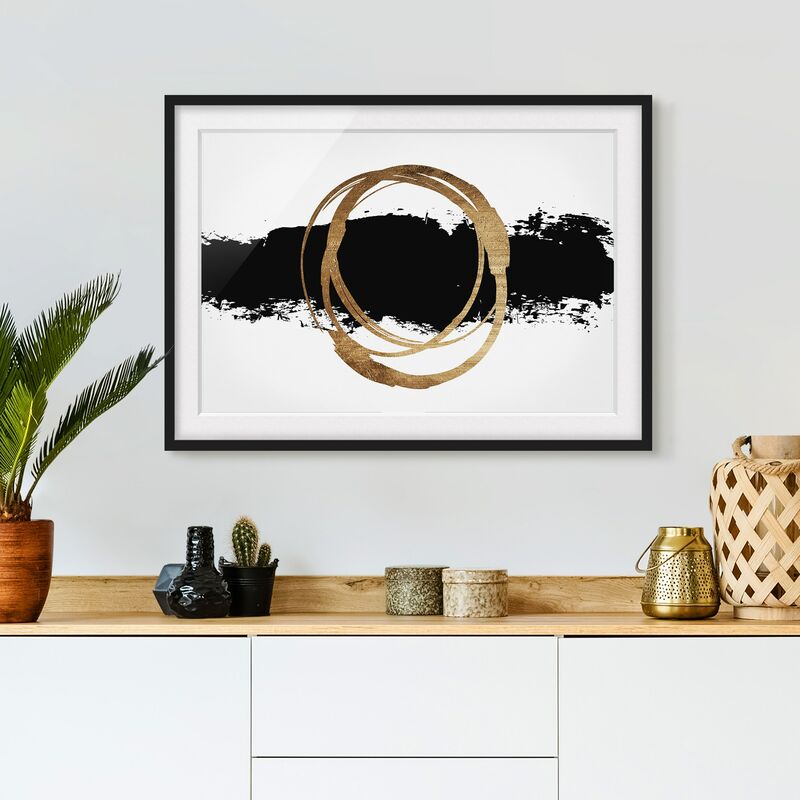 

Póster enmarcado - Forme astratte - oro e nero Dimensión LxA: 70cm x 100cm, Marco: Negro