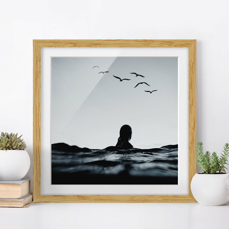 

Póster enmarcado - Acqua calma Dimensión LxA: 70cm x 70cm, Marco: Roble