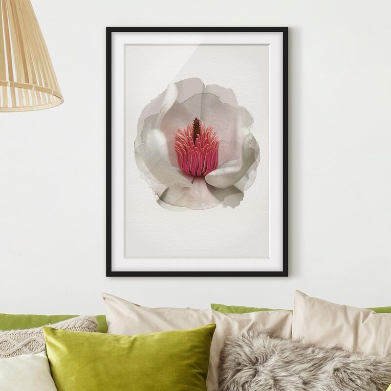 

Póster enmarcado - Acquerelli - Magnolia In Pink Dimensión LxA: 100cm x 70cm, Marco: Negro