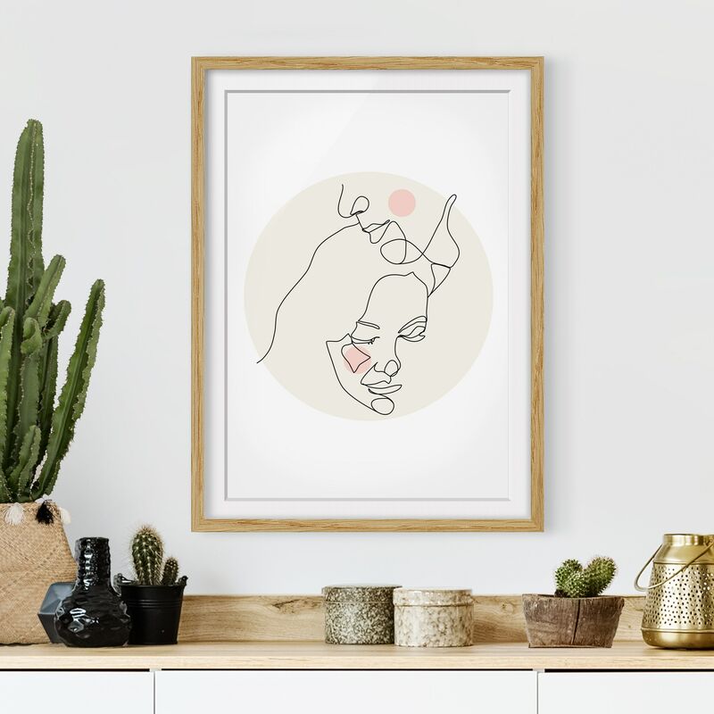 

Póster enmarcado - Affettuoso coppia Line Art Dimensión LxA: 55cm x 40cm, Marco: Roble