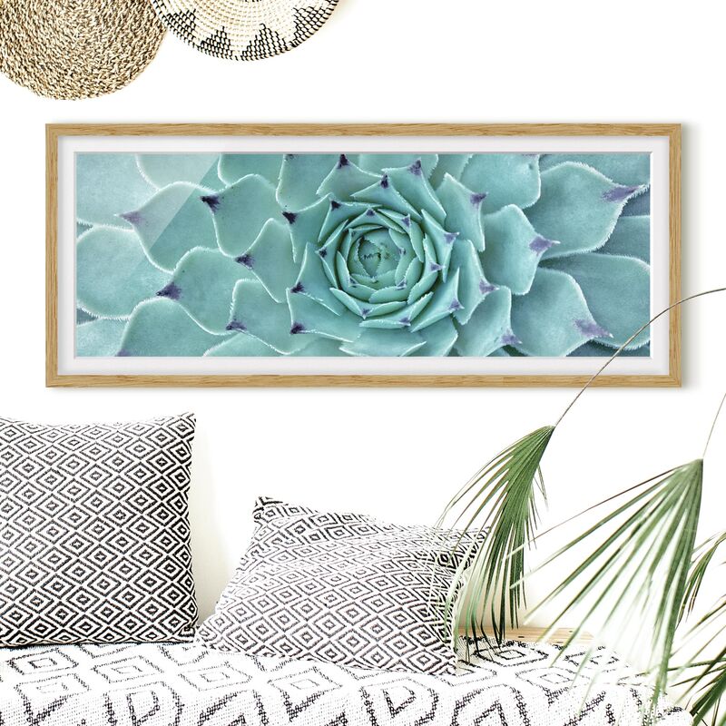 

Póster enmarcado - Agave Cactus Dimensión LxA: 30cm x 75cm, Marco: Roble
