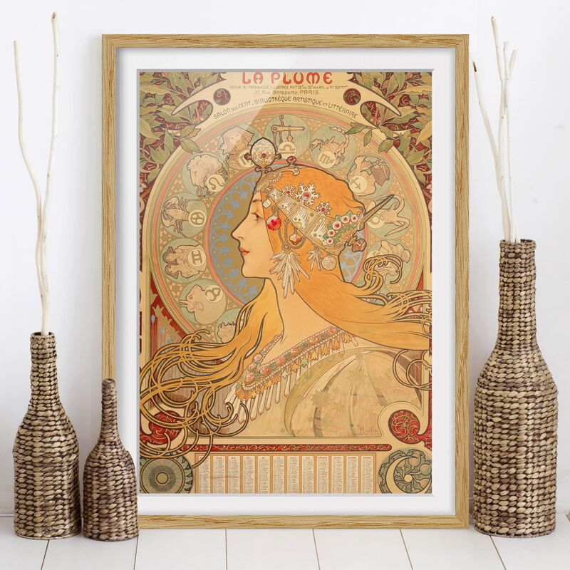 

Póster enmarcado - Alfons Mucha - Segni dello zodiaco Dimensión LxA: 55cm x 40cm, Marco: Roble