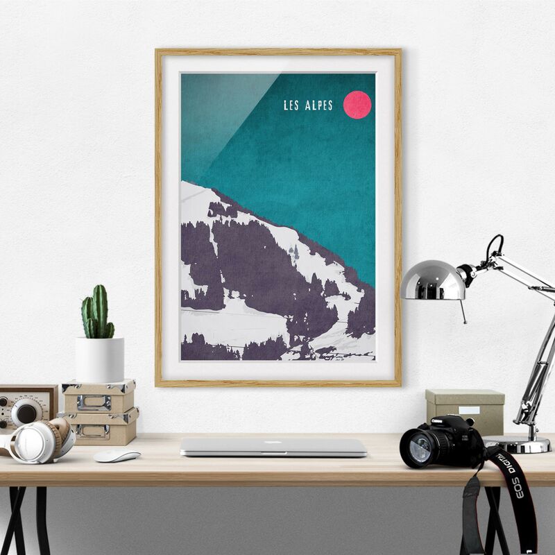 

Póster enmarcado - Alpi rétro Dimensión LxA: 55cm x 40cm, Marco: Roble