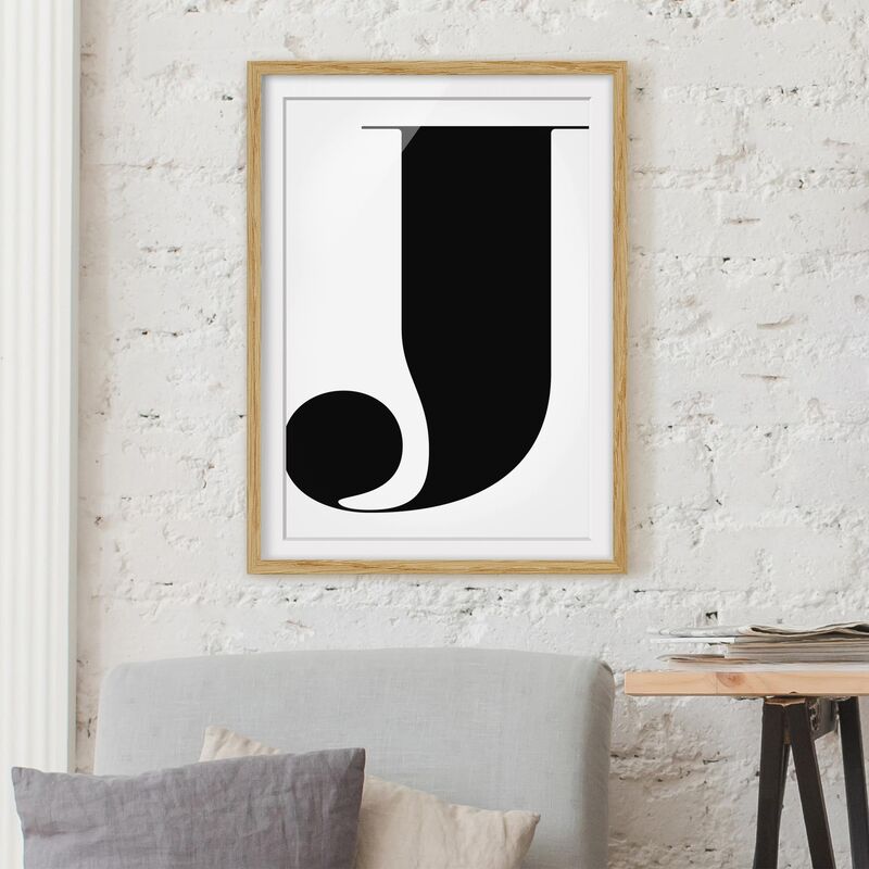 

Póster enmarcado - Antiqua Letter J Dimensión LxA: 40cm x 30cm, Marco: Roble