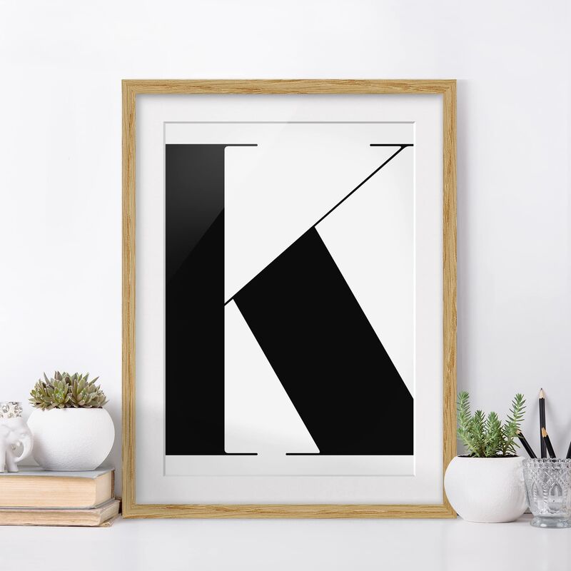 

Póster enmarcado - Antiqua Letter K Dimensión LxA: 24cm x 18cm, Marco: Roble