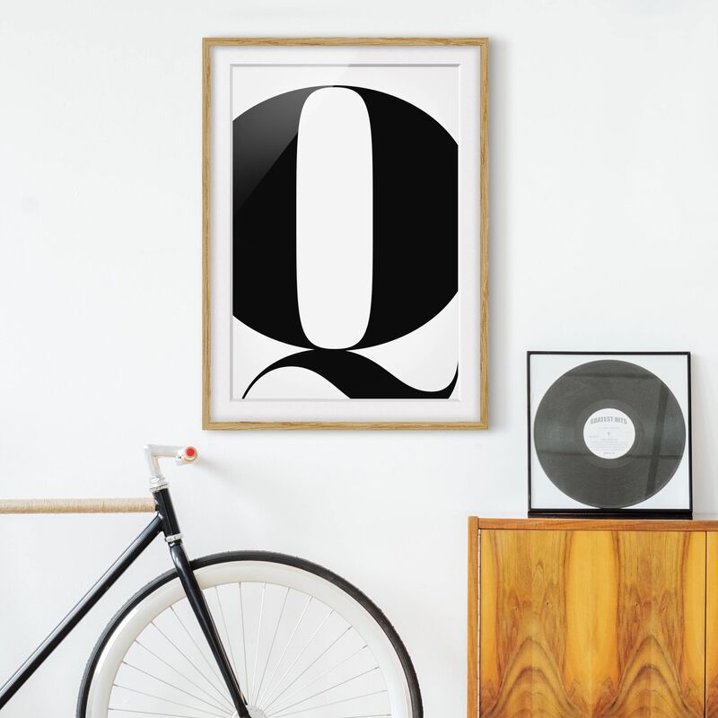 

Póster enmarcado - Antiqua Letter Q Dimensión LxA: 24cm x 18cm, Marco: Roble