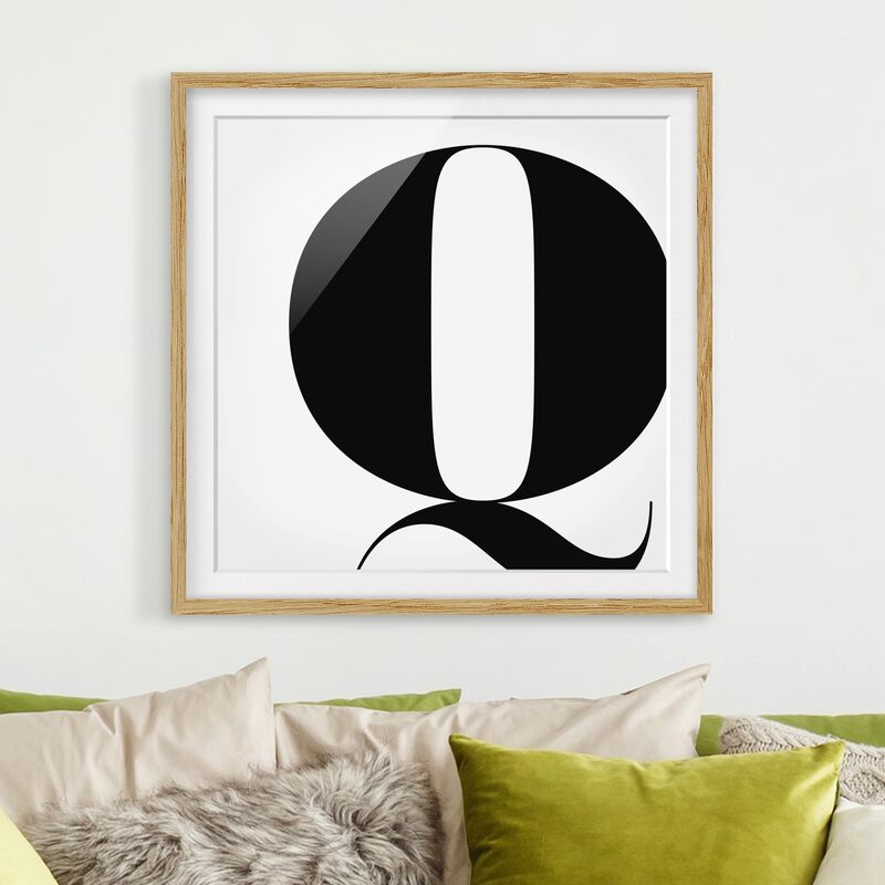 

Póster enmarcado - Antiqua Letter Q Dimensión LxA: 30cm x 30cm, Marco: Roble