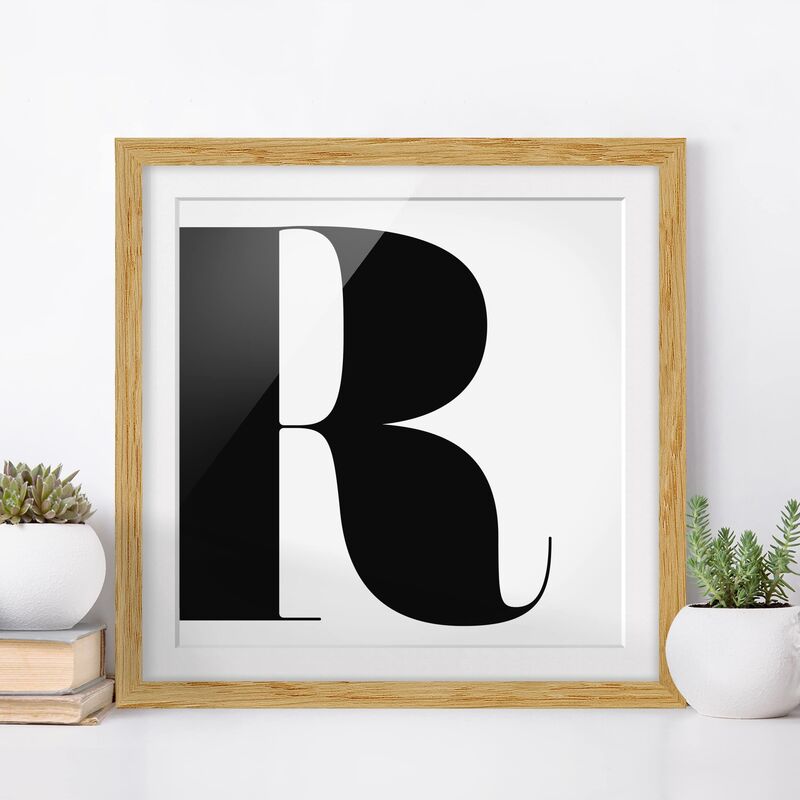 

Póster enmarcado - Antiqua Letter R Dimensión LxA: 30cm x 30cm, Marco: Roble