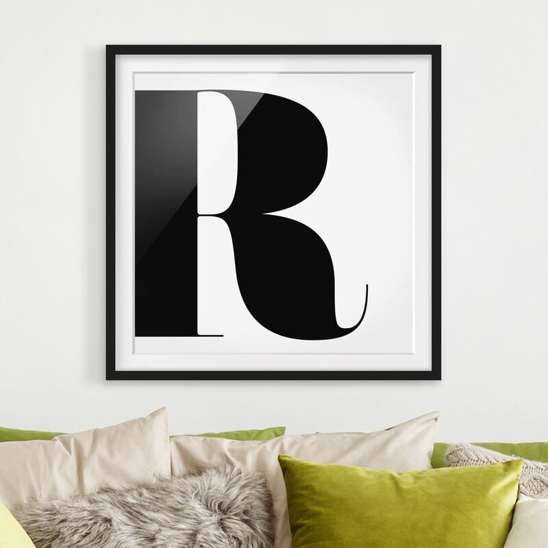 

Póster enmarcado - Antiqua Letter R Dimensión LxA: 20cm x 20cm, Marco: Negro