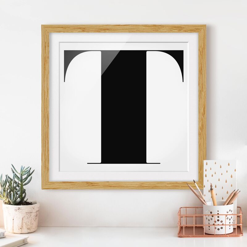 

Póster enmarcado - Antiqua Letter T Dimensión LxA: 70cm x 70cm, Marco: Roble