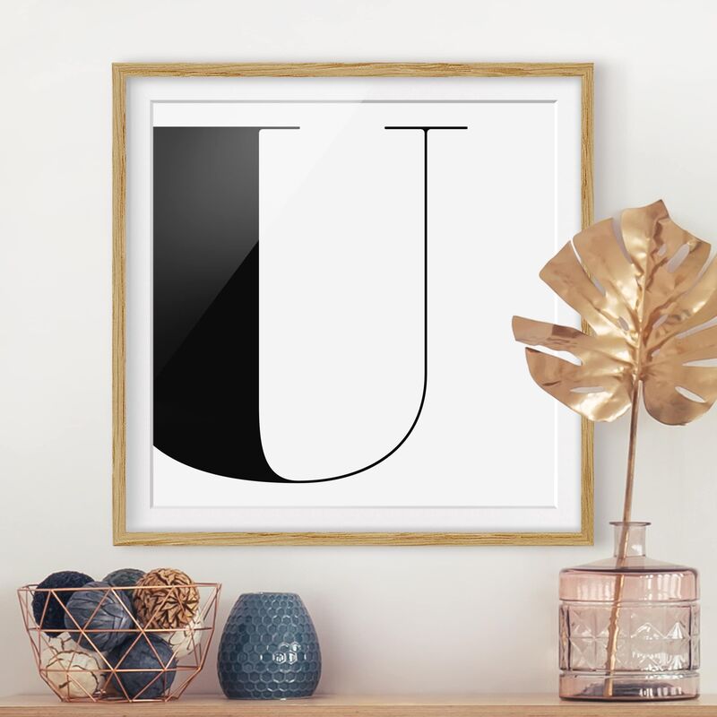 

Póster enmarcado - Antiqua Letter U Dimensión LxA: 20cm x 20cm, Marco: Roble