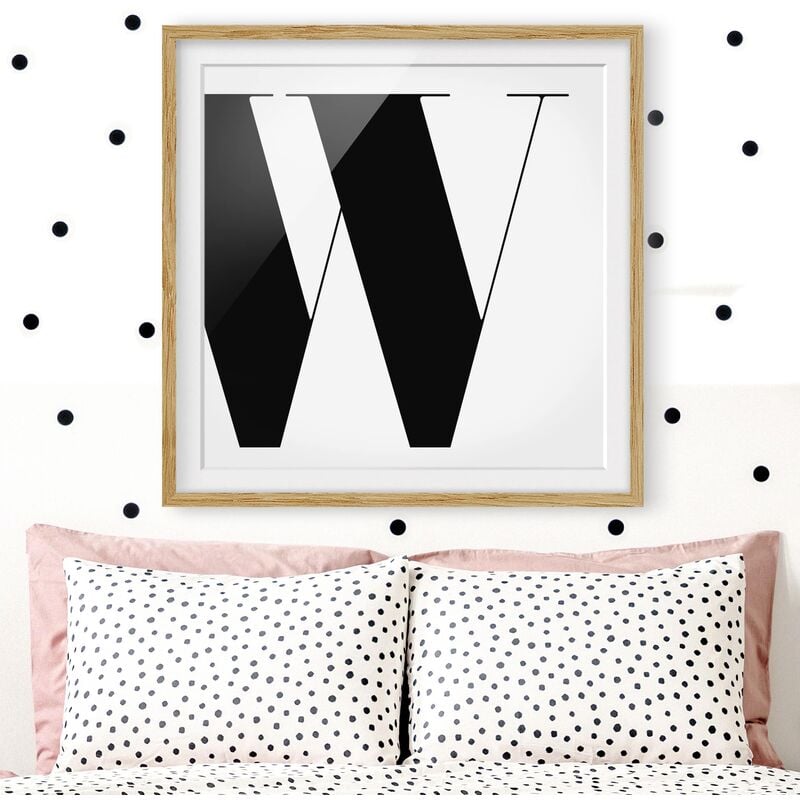 

Póster enmarcado - Antiqua Letter W Dimensión LxA: 70cm x 70cm, Marco: Roble