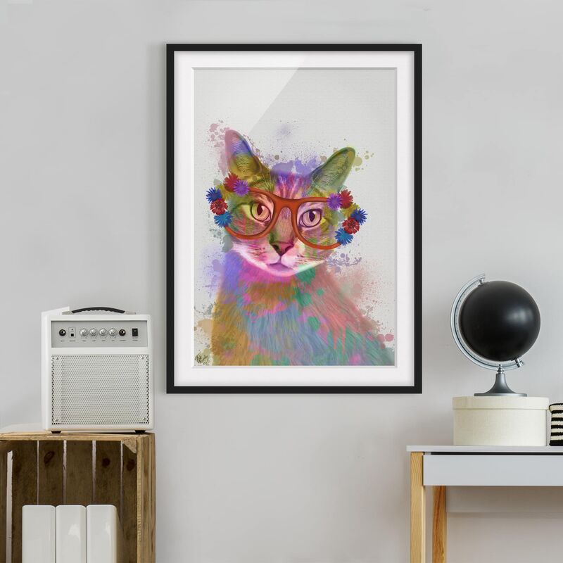 

Póster enmarcado - Arcobaleno Splash Cat Dimensión LxA: 24cm x 18cm, Marco: Negro
