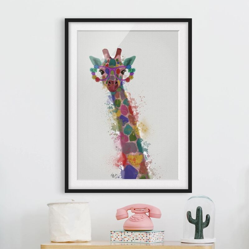 

Póster enmarcado - Arcobaleno Splash Giraffe Dimensión LxA: 24cm x 18cm, Marco: Negro