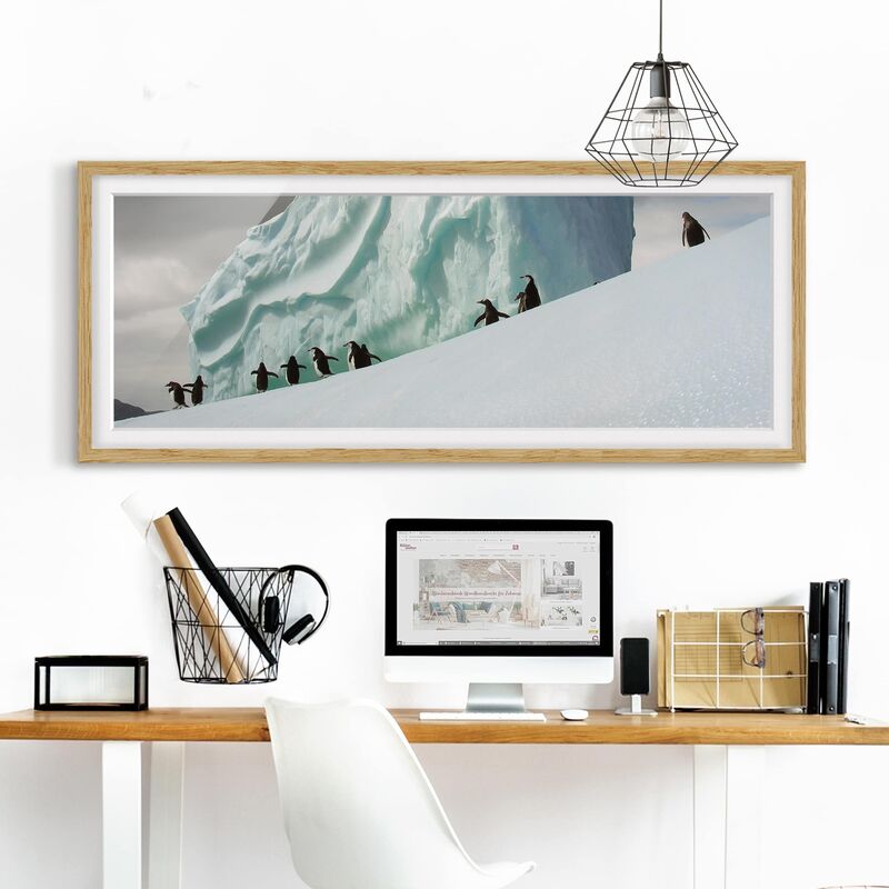 

Póster enmarcado - Arctic Penguins Dimensión LxA: 20cm x 50cm, Marco: Roble