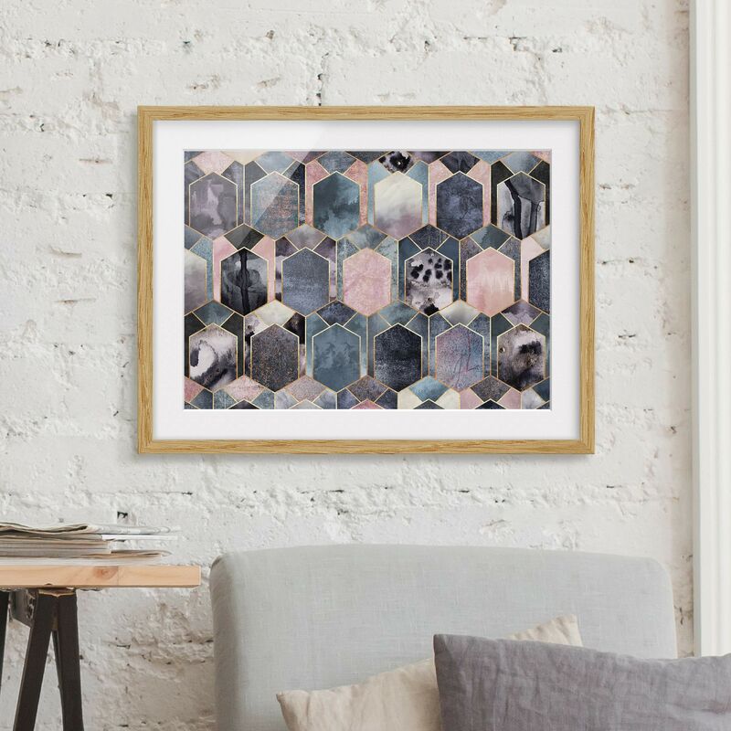

Póster enmarcado - Art Deco di marmo oro Dimensión LxA: 30cm x 40cm, Marco: Roble