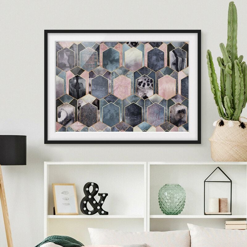 

Póster enmarcado - Art Deco di marmo oro Dimensión LxA: 18cm x 24cm, Marco: Negro