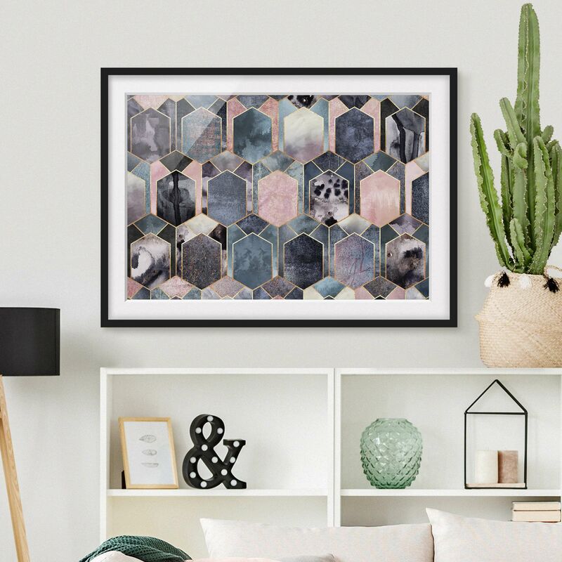

Póster enmarcado - Art Deco di marmo oro Dimensión LxA: 30cm x 40cm, Marco: Negro